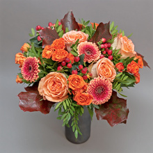 Toamnă misterioasă - buchet cu minirose și gerbera